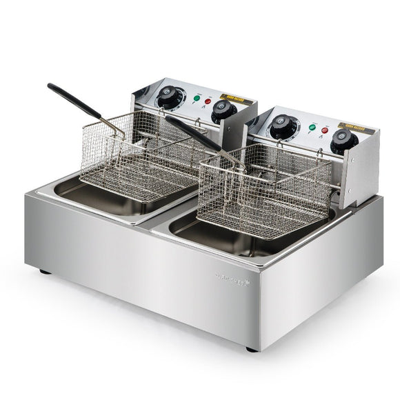 EuroChef Commercial Electric Deep Fryer Twin Frying Basket Chip Cooker Fry - RnR Galore