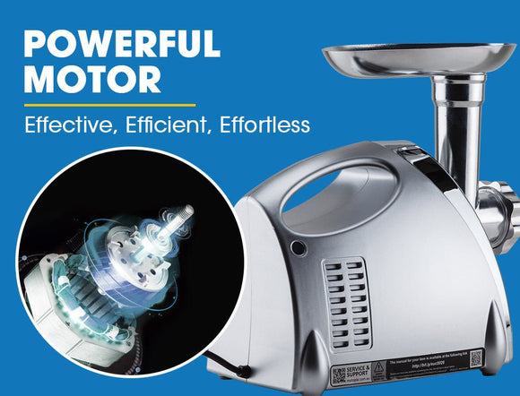 EUROCHEF Electric Meat Grinder, Stainless Steel Mincer Sausage Filler Kibbe Maker, Silver - RnR Galore