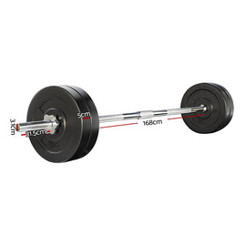 Everfit 28kg Barbell Set Weight Plates Bar Lifting Bench 168cm - RnR Galore