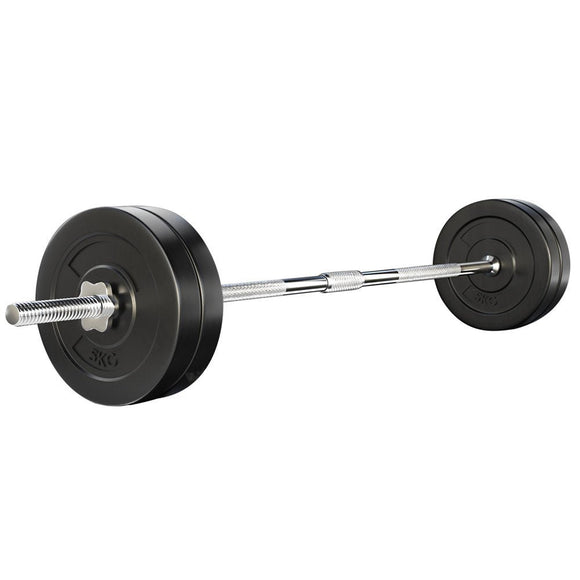 Everfit 28kg Barbell Set Weight Plates Bar Lifting Bench 168cm - RnR Galore