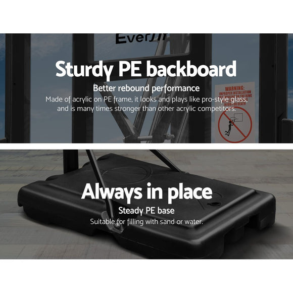 Everfit 3.05M Basketball Hoop Stand System Adjustable Height Portable Pro Black - RnR Galore