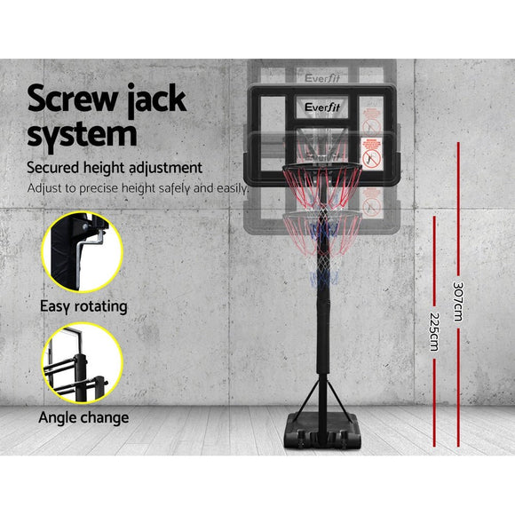 Everfit 3.05M Basketball Hoop Stand System Adjustable Height Portable Pro Black - RnR Galore