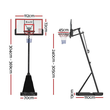 Everfit 3.05M Basketball Hoop Stand System Adjustable Height Portable Red Pro - RnR Galore