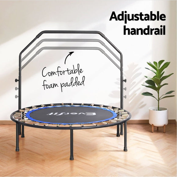 Everfit 48inch Round Fitness Trampoline Rebounder Adjustable Handrail Blue - RnR Galore