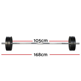 Everfit 48kg Barbell Set Weight Plates Bar Lifting Bench 168cm - RnR Galore