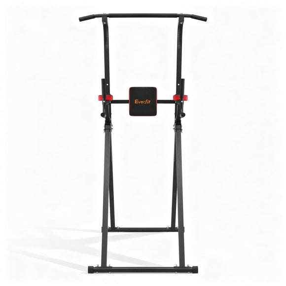 Everfit Chin Up Tower Pull Up Station Adjustable Dip Station Folding Home Gym Black - RnR Galore