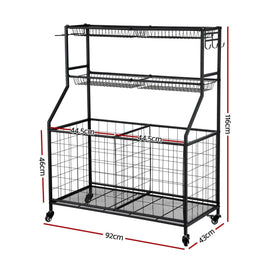 Everfit Sports Equipment Organizer Storage with Wheels Multi - Sport Garage Gym Black - RnR Galore