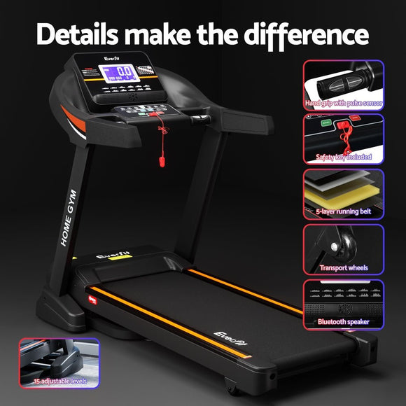 Everfit Treadmill Electric Auto Incline Home Gym Fitness Exercise Machine 490mm - RnR Galore