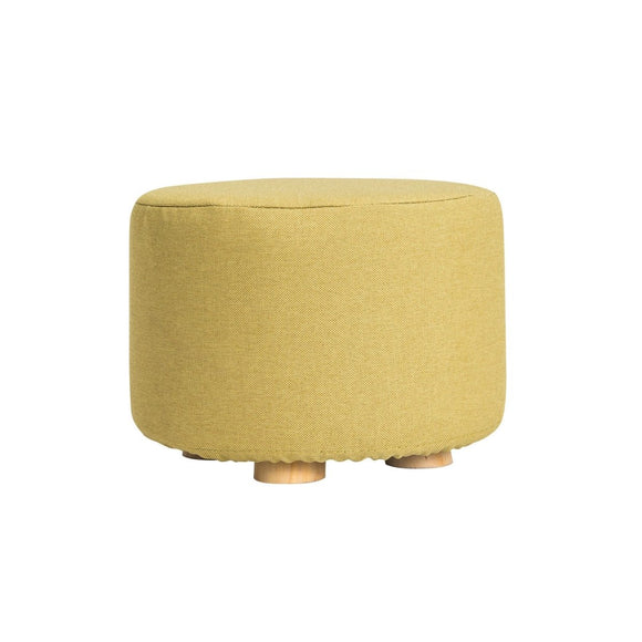 Fabric Ottoman Round Wooden Leg Foot Stool - MUSTARD YELLOW - RnR Galore