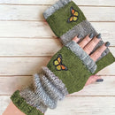 Fashion Color - Block Butterfly Embroidered Knit Gloves, Warm Fit 8.5×22cm, Practical Sweet Stylish Essential for Autumn/Winter Outfits(black) - RnR Galore