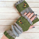 Fashion Color - Block Butterfly Embroidered Knit Gloves, Warm Fit 8.5×22cm, Practical Sweet Stylish Essential for Autumn/Winter Outfits(black) - RnR Galore