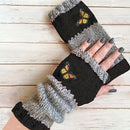 Fashion Color - Block Butterfly Embroidered Knit Gloves, Warm Fit 8.5×22cm, Practical Sweet Stylish Essential for Autumn/Winter Outfits(RED) - RnR Galore