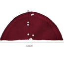 Festive Knit Christmas Tree Skirt - Acrylic Red Tree Mat with Pom - Poms 122cm - RnR Galore