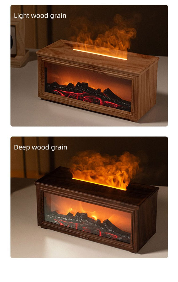 Fireplace Flame Effect Aroma Diffuser & Humidifier with 7 - Colour Light, Timer & Remote Control(black) - RnR Galore
