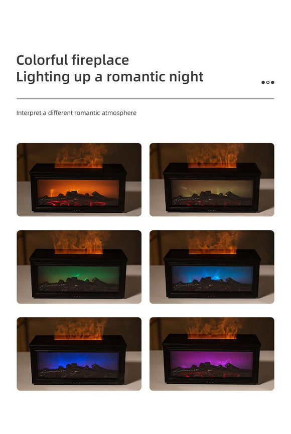 Fireplace Flame Effect Aroma Diffuser & Humidifier with 7 - Colour Light, Timer & Remote Control(black) - RnR Galore