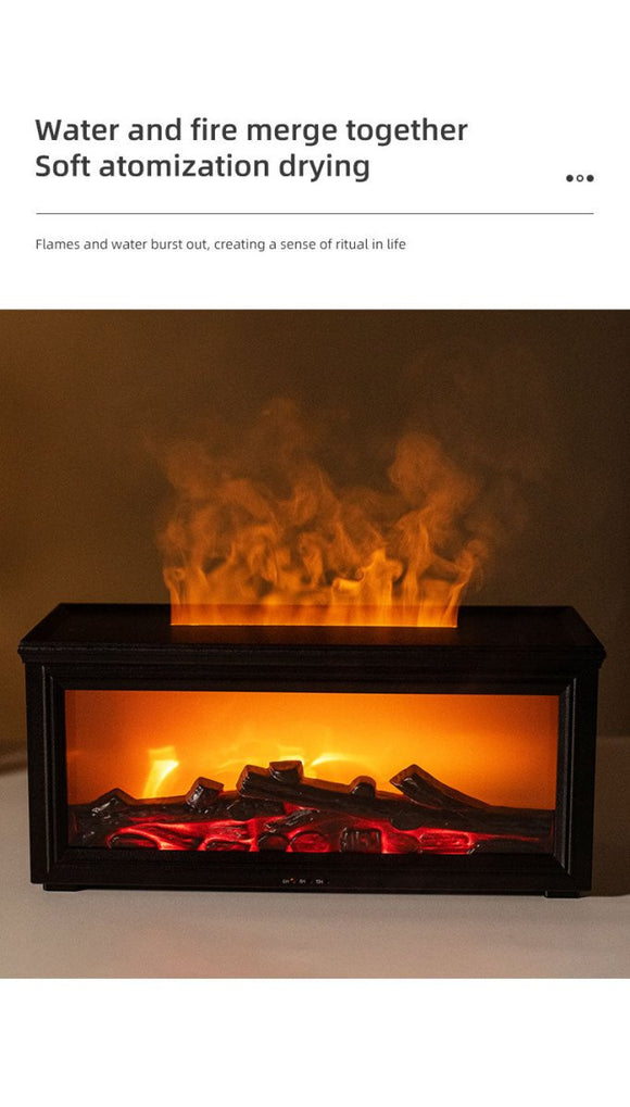 Fireplace Flame Effect Aroma Diffuser & Humidifier with 7 - Colour Light, Timer & Remote Control(Dark Wood Grain) - RnR Galore