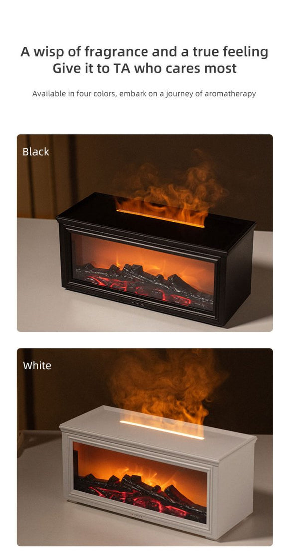 Fireplace Flame Effect Aroma Diffuser & Humidifier with 7 - Colour Light, Timer & Remote Control(Light Wood Grain) - RnR Galore