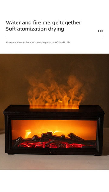 Fireplace Flame Effect Aroma Diffuser & Humidifier with 7 - Colour Light, Timer & Remote Control(White) - RnR Galore