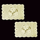 Floral Cream Set of 2 Polyester Lace Table Doilies 30 x 45 cm - RnR Galore