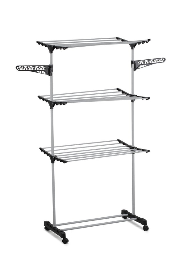 Folding 3 Tier Clothes Laundry Drying Rack with Stainless Steel Tubes for Indoor & Outdoor Home - RnR Galore