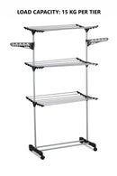 Folding 3 Tier Clothes Laundry Drying Rack with Stainless Steel Tubes for Indoor & Outdoor Home - RnR Galore