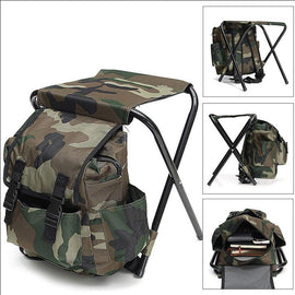 Folding Camo Backpack Stool - Portable Chair for Camping & Fishing - RnR Galore