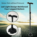 Folding LED Walking Cane with Dual Handle - Adjustable(88 - 98CM), Anti - Slip 4 - Prong Base, and Stand - Up Function for Seniors - RnR Galore