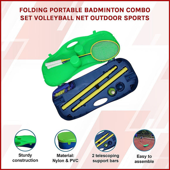 Folding Portable Badminton Combo Set Volleyball Net Outdoor Sports - RnR Galore