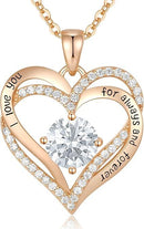 Forever Love Heart Birthstone Necklace: 925 Sterling Silver Jewelry for Mom, Wife, Friend – Ideal for Mother’s Day, Anniversaries & Birthday（white diamond,April） - RnR Galore