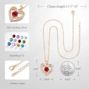 Forever Love Heart Birthstone Necklace: 925 Sterling Silver Personalized Jewelry for Mom, Wife, Friend with 12 Month Stone Options（red diamond,January） - RnR Galore