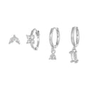 Four - piece set Silver Delicate CZ Earring Stacking Set - Huggie Hoops & Studs for Multiple Piercings - RnR Galore