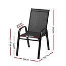 Gardeon 2PC Outdoor Dining Chairs Stackable Lounge Chair Patio Furniture Black - RnR Galore
