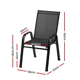 Gardeon 2PC Outdoor Dining Chairs Stackable Lounge Chair Patio Furniture Black - RnR Galore