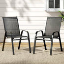 Gardeon 2PC Outdoor Dining Chairs Stackable Lounge Chair Patio Furniture Black - RnR Galore