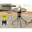 Gardeon 3PC Outdoor Bistro Set Table and Chairs Stackable Patio Furniture Black - RnR Galore