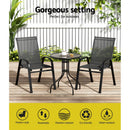 Gardeon 3PC Outdoor Bistro Set Table and Chairs Stackable Patio Furniture Black - RnR Galore