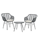 Gardeon 3PC Outdoor Furniture Bistro Set Lounge Setting Table Chairs Cushion Patio Grey - RnR Galore