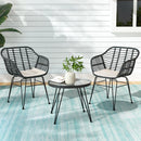 Gardeon 3PC Outdoor Furniture Bistro Set Lounge Setting Table Chairs Cushion Patio Grey - RnR Galore