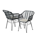 Gardeon 3PC Outdoor Furniture Bistro Set Lounge Setting Table Chairs Cushion Patio Grey - RnR Galore