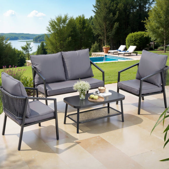 Gardeon 4 Seater Outdoor Sofa Set 4PCS Table Chair Setting Patio Furniture - RnR Galore