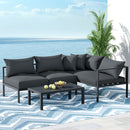 Gardeon 4 Seater Outdoor Sofa Set Aluminium Patio Furniture Setting 4PC Charcoal - RnR Galore