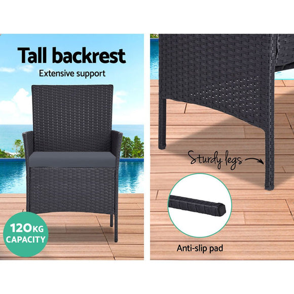Gardeon 4 Seater Outdoor Sofa Set Wicker Setting Table Chair Furniture Dark Grey - RnR Galore