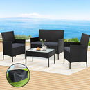 Gardeon 4 Seater Outdoor Sofa Set with Storage Cover Wicker Table Chair Black - RnR Galore
