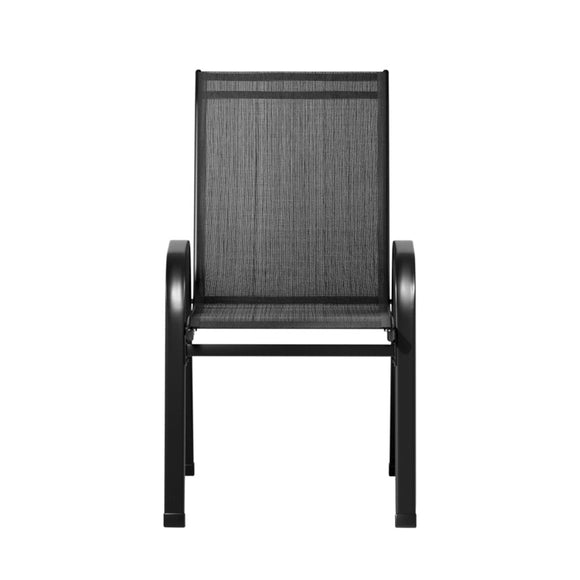 Gardeon 4PC Outdoor Dining Chairs Stackable Lounge Chair Patio Furniture Black - RnR Galore