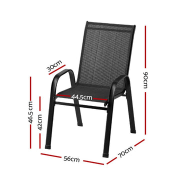 Gardeon 4PC Outdoor Dining Chairs Stackable Lounge Chair Patio Furniture Black - RnR Galore