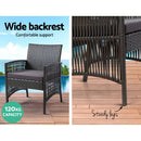 Gardeon 4PCS Outdoor Sofa Set with Storage Cover Wicker Harp Chair Table Grey - RnR Galore