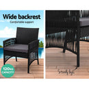 Gardeon 4PCS OutdoorSofa Set with Storage Cover Wicker Harp Chair Table Black - RnR Galore
