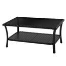 Gardeon 4PCS OutdoorSofa Set with Storage Cover Wicker Harp Chair Table Black - RnR Galore