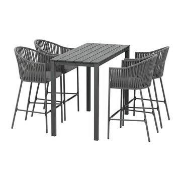 Gardeon 5 - Piece Outdoor Bar Set Dining Table Rope Chair Patio Bistro Set - RnR Galore