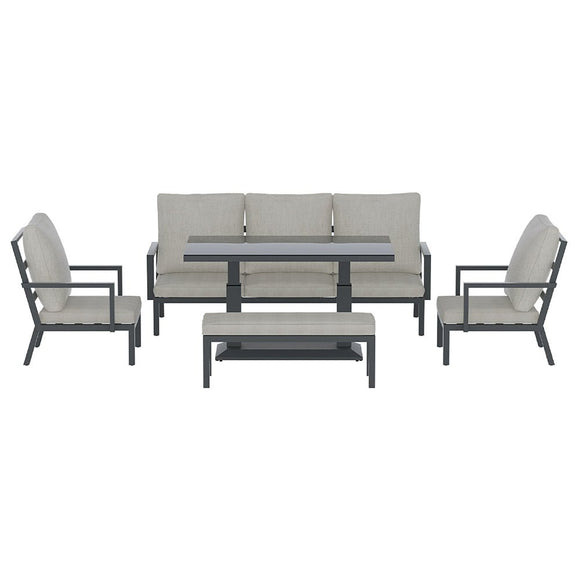 Gardeon 5 - Piece Outdoor Furniture Setting Table Chair Set Aluminium Sofa 7 - Seater - RnR Galore